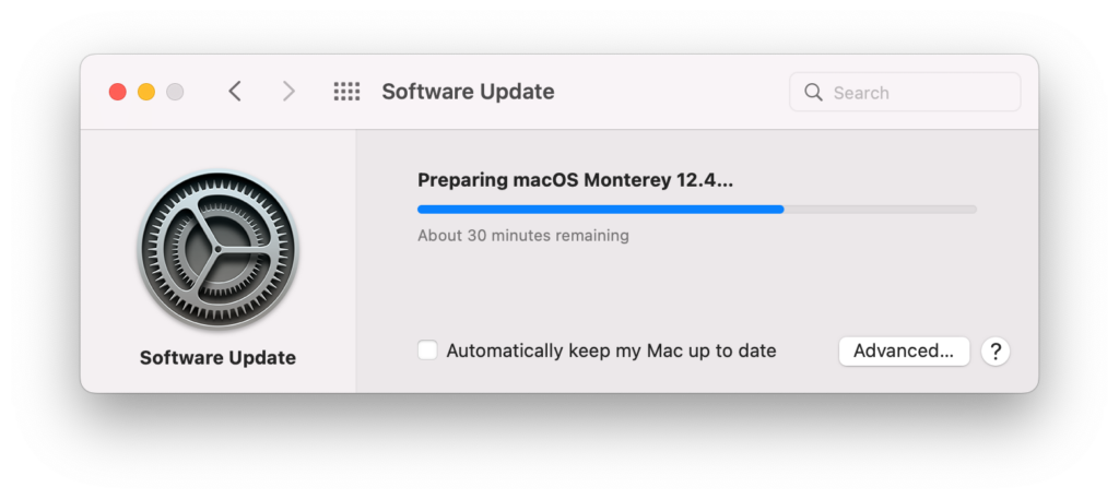 Slow MacOS update message.